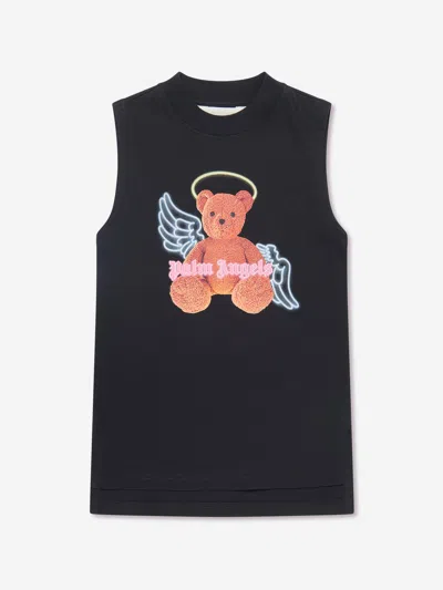 Palm Angels Kids' Girls Bear Angel T-shirt Dress In Black