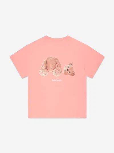 Palm Angels Kids' Girls Bear T-shirt In Pink