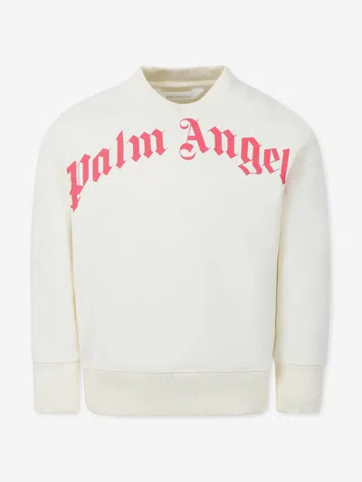 PALM ANGELS PALM ANGELS GIRLS CLASSIC CURVED LOGO SWEATSHIRT