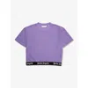 PALM ANGELS LOGO-HEM CROPPED STRETCH-WOVEN BLEND TOP 8-12 YEARS