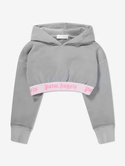 PALM ANGELS GIRLS LOGO BAND CROPPED HOODIE