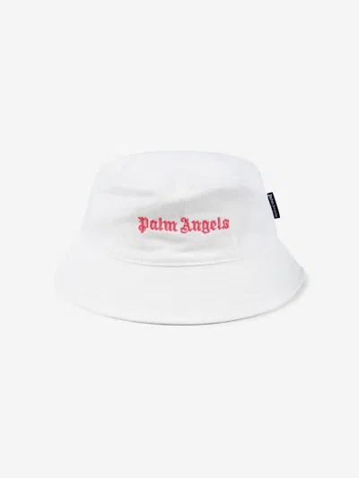 Palm Angels Kids' Girls Logo Bucket Hat In White