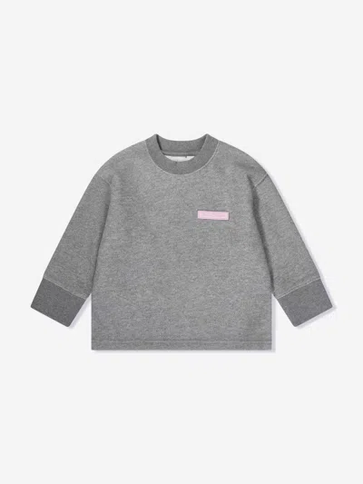 Palm Angels Babies' Girls Lurex Open Back Sweatshirt In Grey