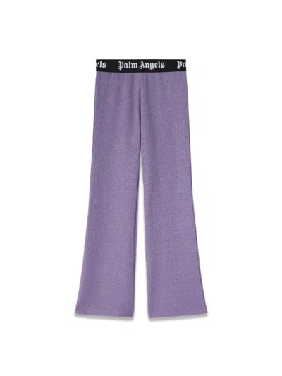 Palm Angels Girls' Lurex Rib Flare Pants - Mini Style In Purple