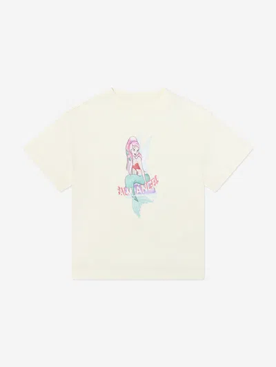 Palm Angels Babies' Girls Mermaid Regular T-shirt In Ivory
