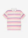 Palm Angels Stripe-print Logo-print Polo Shirt In Black