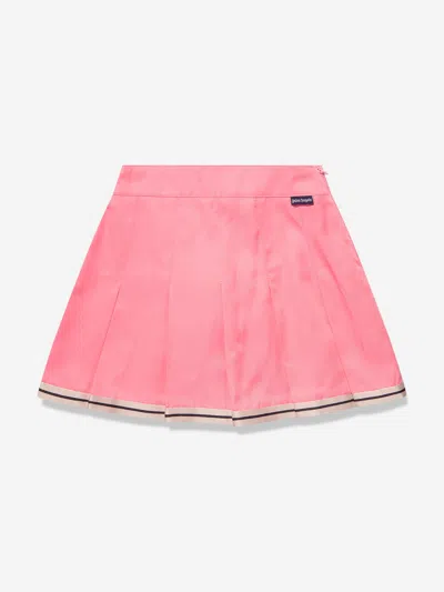 Palm Angels Kids' Girls Track Pleated Skirt In Pink
