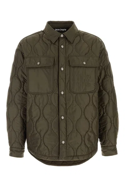 Palm Angels Army Green Polyester Padded Jacket