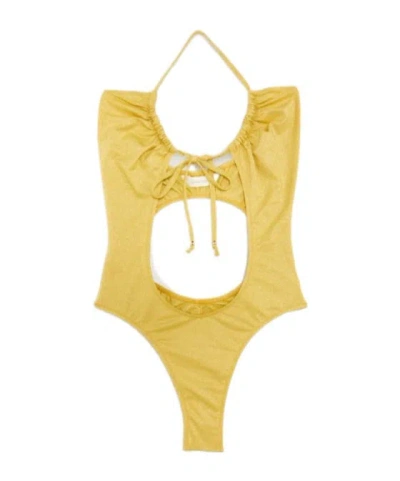 Palm Angels Glittered Cut-out Swimsuit In Yellow