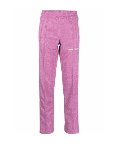 Palm Angels Glittered Logo-print Track Pants In Pink