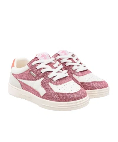 Palm Angels Glittered Panelled Sneakers In Pink