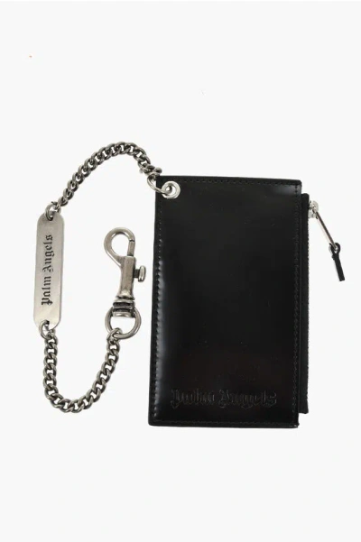 Palm Angels Glossy Leather Card Holder With Tone-on-tone Logo