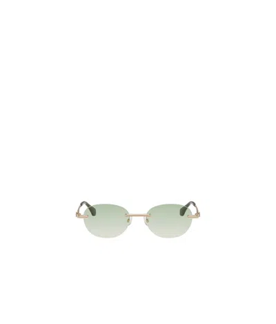 Palm Angels Gold Crystal Sunglasses In Green
