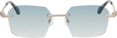 Palm Angels Gold Quartz Sunglasses In Gold Gradient Blue