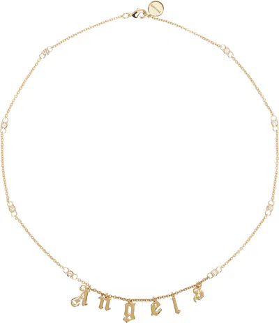 Palm Angels Gold Rhinestone 'angels' Necklace