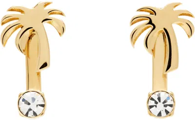 PALM ANGELS GOLD STRASS PALM EARRINGS