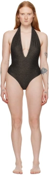 PALM ANGELS GOLD V-NECK SWIMSUIT