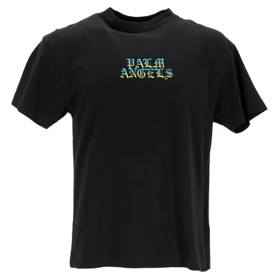 Palm Angels Gothic Logo Oversized T-shirt In Black Cotton