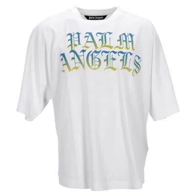 Palm Angels Gothic Logo Oversized T-shirt In White Cotton