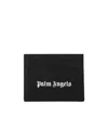 Palm Angels Gothic Leather Logo Cardholder With Tonal Stitching In Black