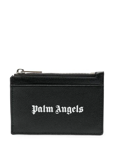PALM ANGELS GOTHIC LOGO-PRINT ZIPPED CARDHOLDER