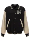 Palm Angels Blackwhite Logo Varsity Bomber Jacket In White/black