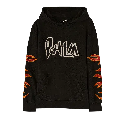 Pre-owned Palm Angels Graffiti Flames Hoody 'black/white'