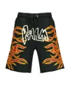 Palm Angels Graffiti Flames Logo-print Shorts In Black
