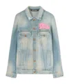 Palm Angels Graffiti-print Denim Jacket In Gray