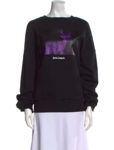 Pre-owned Palm Angels Graphic Print Bateau Neckline Sweatshirt In Black
