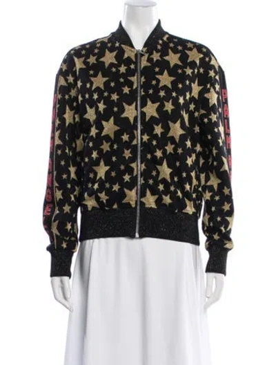 Pre-owned Palm Angels Graphic Print Bomber Jacket In Black