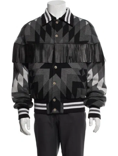 Pre-owned Palm Angels Graphic Print Bomber Jacket In Black/grey