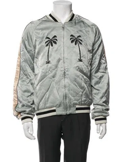 Pre-owned Palm Angels Graphic Print Bomber Jacket In Blue