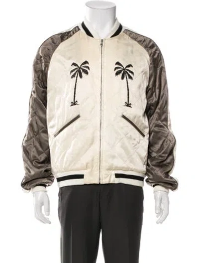 Pre-owned Palm Angels Graphic Print Bomber Jacket In Neutrals