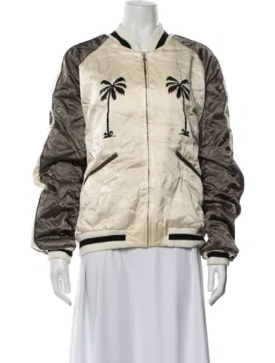 Pre-owned Palm Angels Graphic Print Bomber Jacket W/ Tags In Neutral