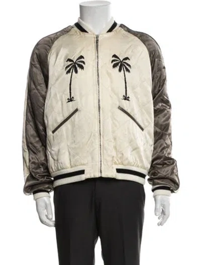 Pre-owned Palm Angels Graphic Print Bomber Jacket W/ Tags In Neutrals