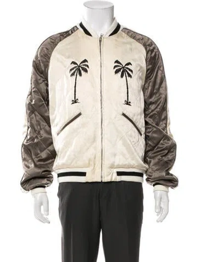 Pre-owned Palm Angels Graphic Print Bomber Jacket W/ Tags In Neutrals