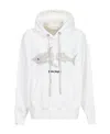 Palm Angels White Shark Cotton Hoodie In White