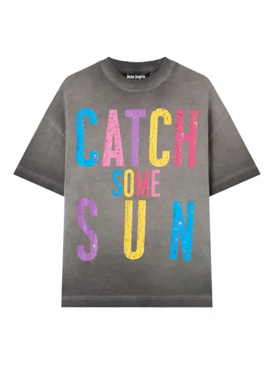 Palm Angels Graphic-print Cotton T-shirt In Gray