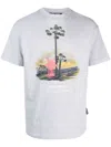 Palm Angels T-shirt Mit Grafischem Print In Grey