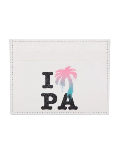 Palm Angels Graphic-print Cream Cardholder In White