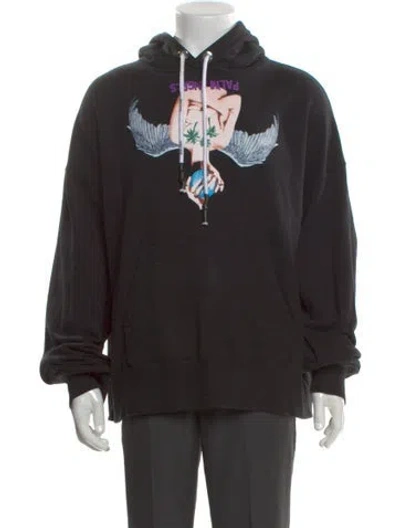 Pre-owned Palm Angels Graphic Print Crew Neck Hoodie In Black