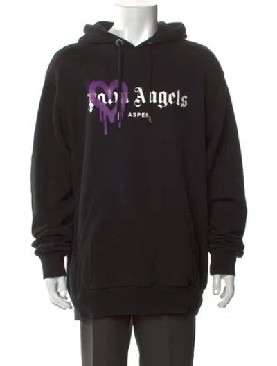 Pre-owned Palm Angels Graphic Print Crew Neck Hoodie In Black