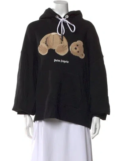 Pre-owned Palm Angels Graphic Print Crew Neck Hoodie In Black