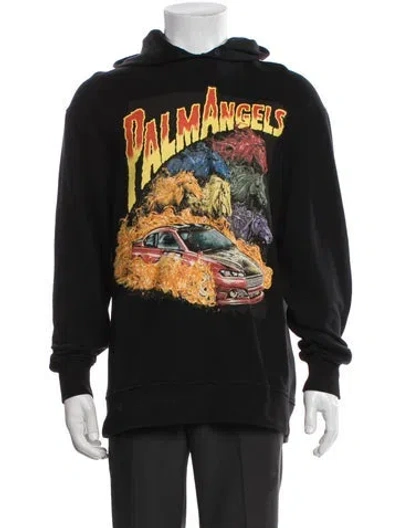 Pre-owned Palm Angels Graphic Print Crew Neck Hoodie In Black