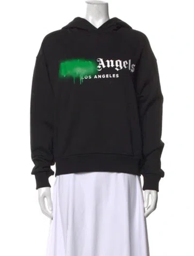 Pre-owned Palm Angels Graphic Print Crew Neck Hoodie In Black