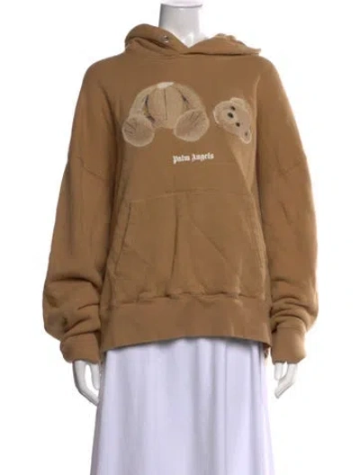 Pre-owned Palm Angels Graphic Print Crew Neck Hoodie In Brown