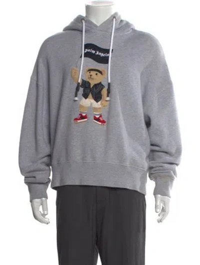 Pre-owned Palm Angels Graphic Print Crew Neck Hoodie In Gray