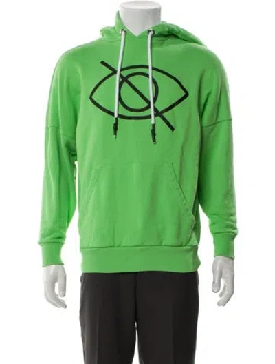 Pre-owned Palm Angels Graphic Print Crew Neck Hoodie In Green