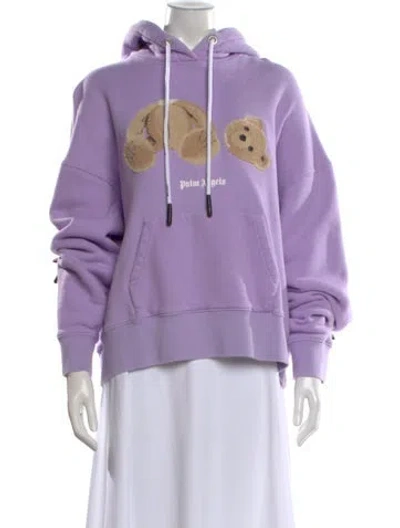 Pre-owned Palm Angels Graphic Print Crew Neck Hoodie In Purple